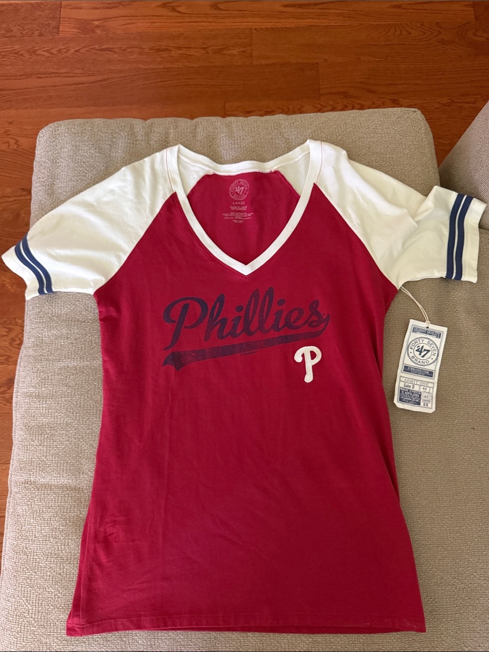 '47 Brand Red & White Raglan Tee Brand New with tags! Phillies Women’s Top